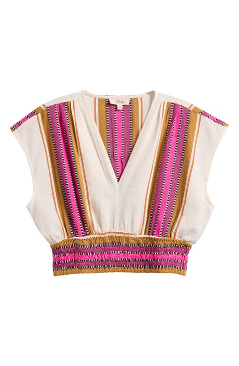 Elastic Waist Crop Cover-Up Top