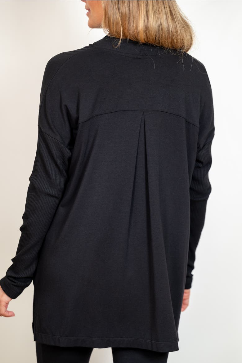 BFF Open Front Lightweight Pocketed Cardigan, Alternate, color, Black