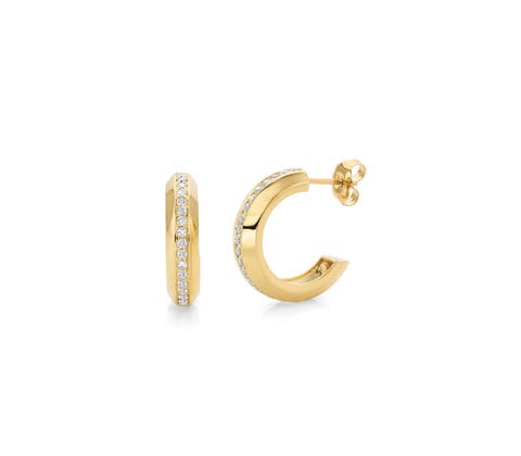 Large Pavé Orb Hoop Earrings