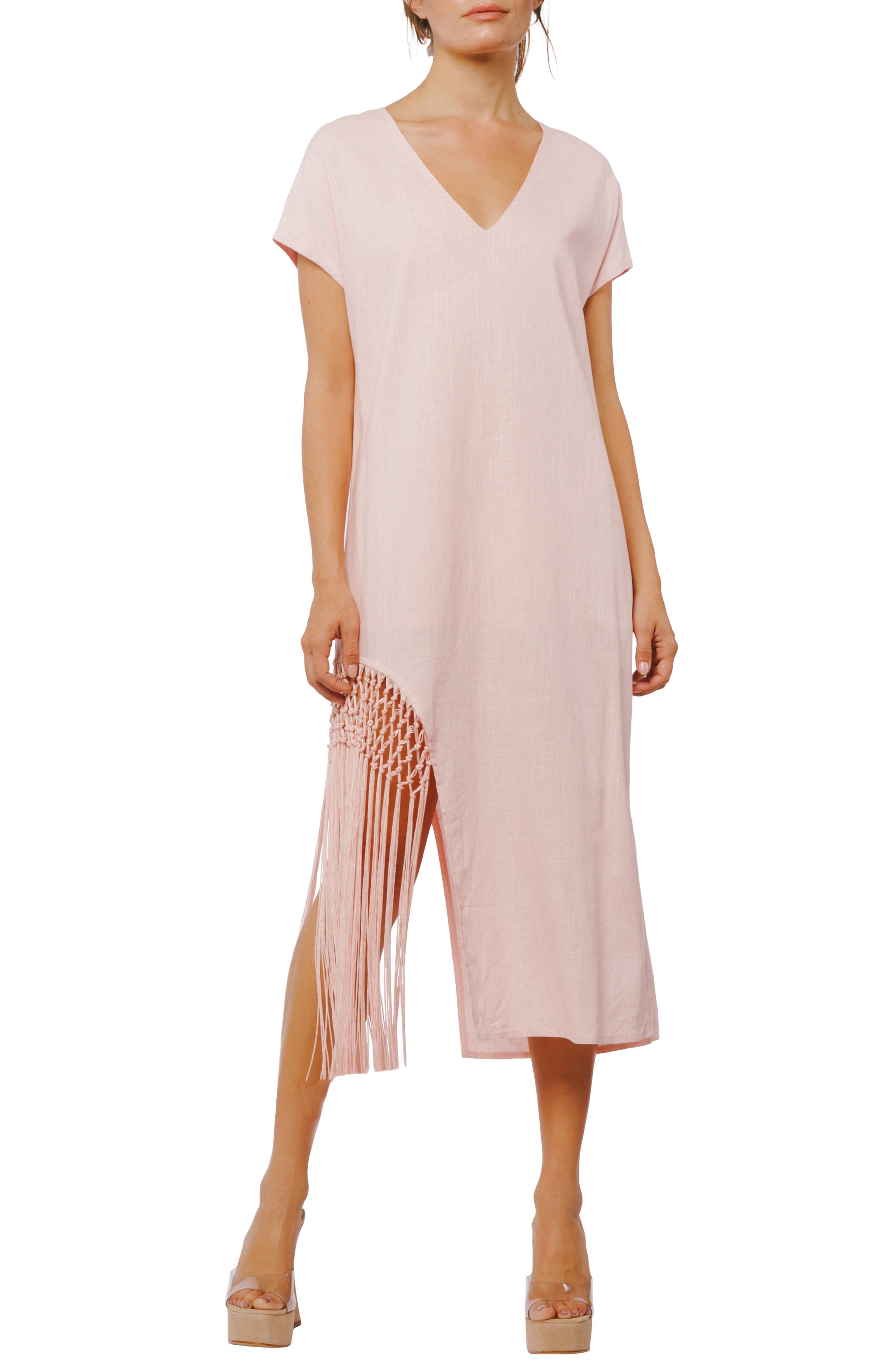 CIEBON Mikella Macramé Fringe Hem Midi Dress