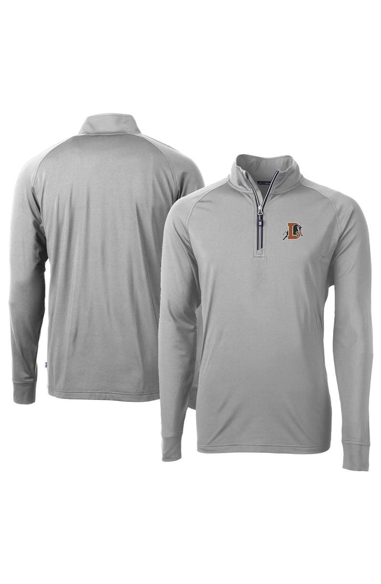 Cutter & Buck Men's Cutter & Buck Gray Durham Bulls Adapt Eco Knit Stretch Recycled Big & Tall Quarter-Zip Pullover Top, Main, color,