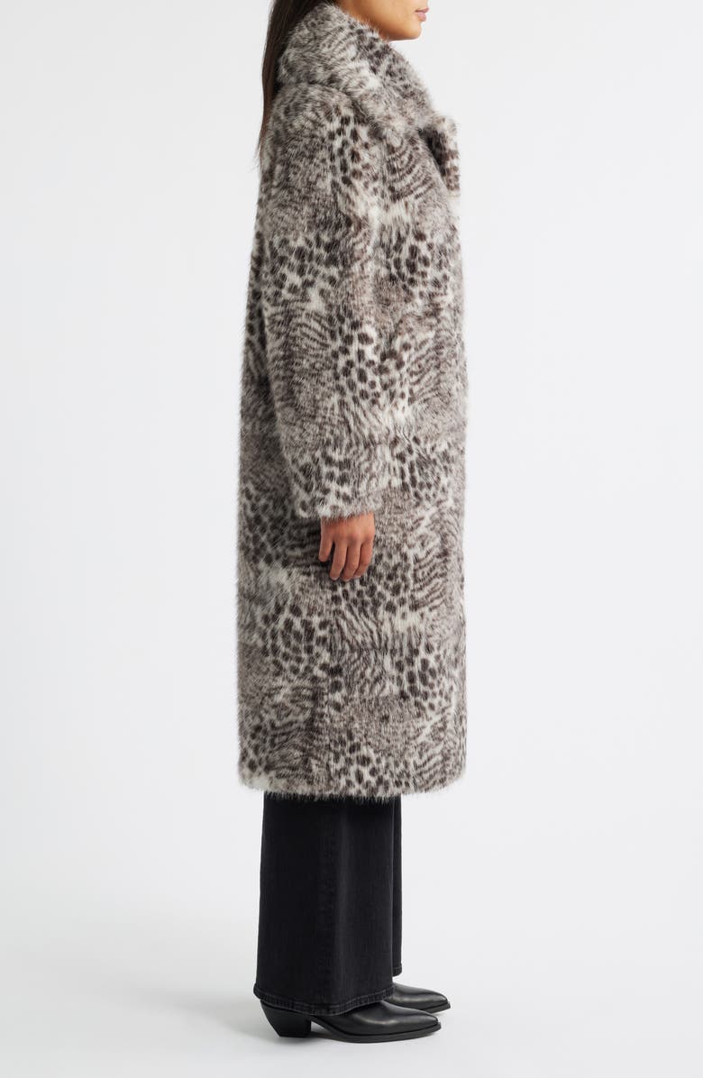 Bernardo Abstract Leopard Faux Fur Coat, Alternate, color, Leopard
