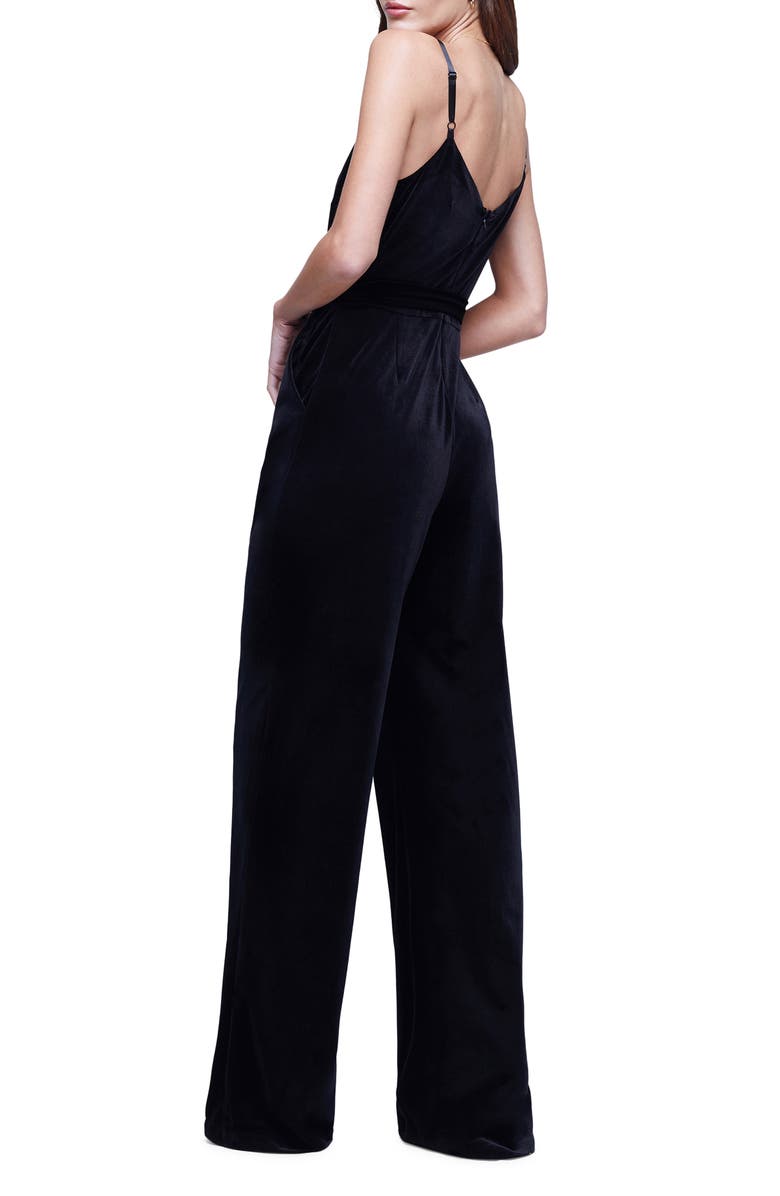 L'AGENCE Justice Wide Leg Velvet Jumpsuit, Alternate, color, 
