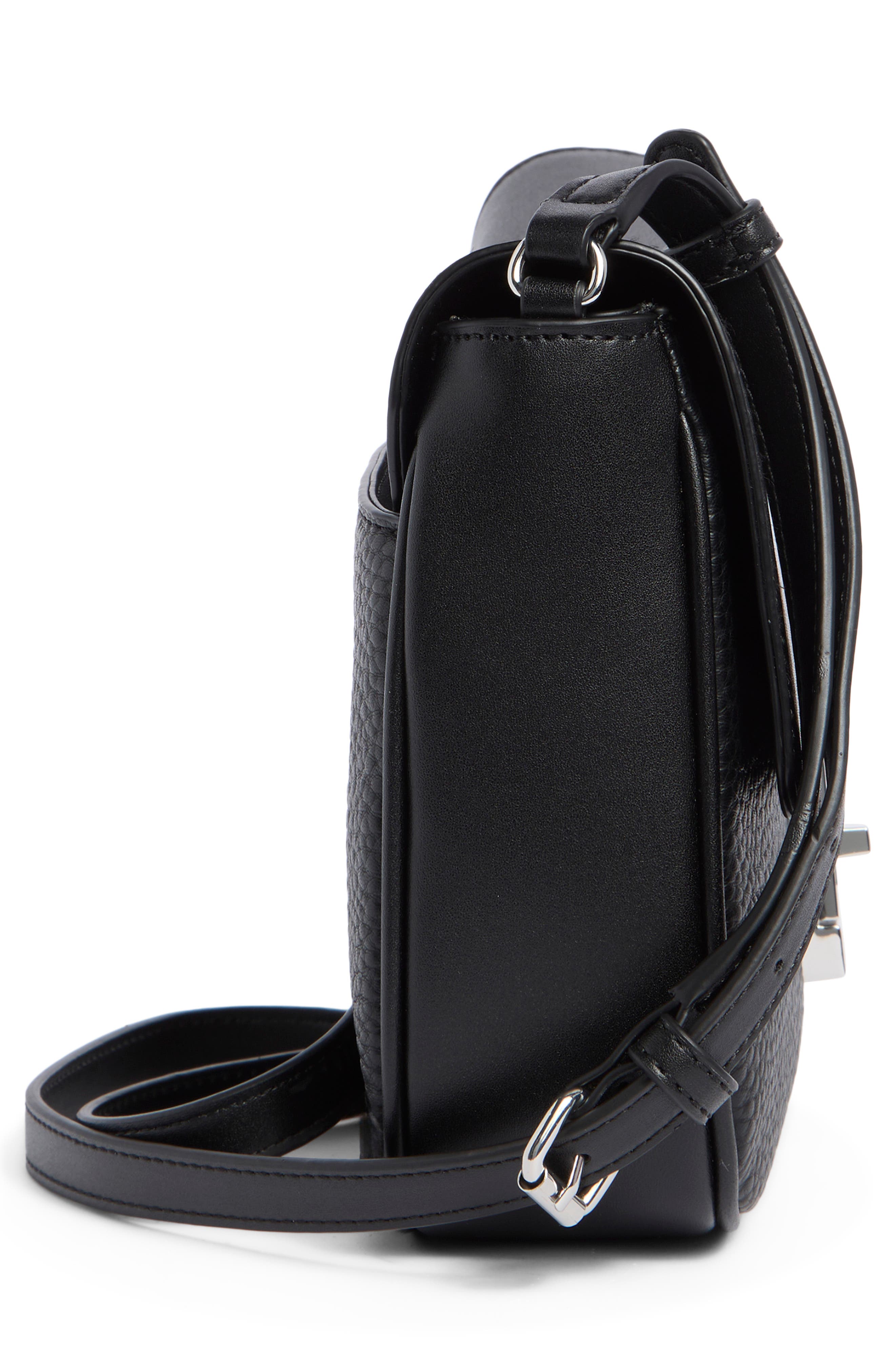 Calvin Klein Liliana Faux Leather Crossbody Bag, Alternate, color, Black/ Silver