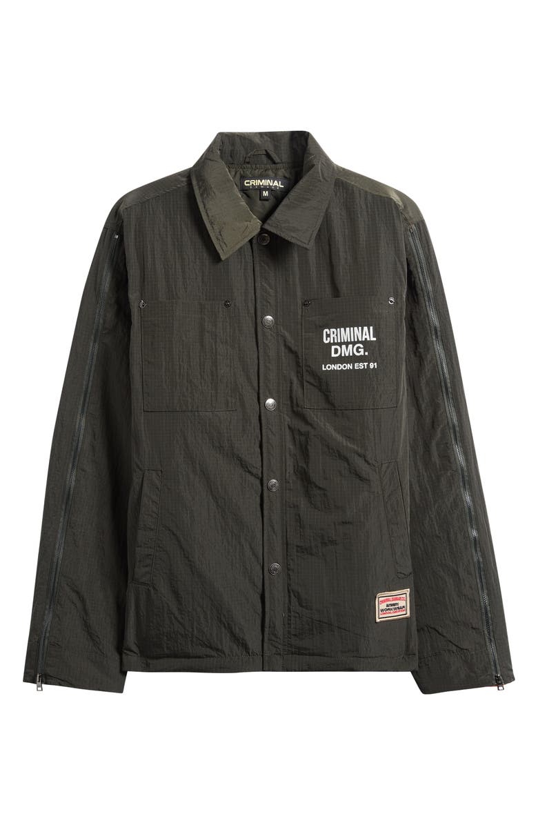 CRIMINAL DAMAGE Padded Nylon Shirt, Alternate, color, Khaki