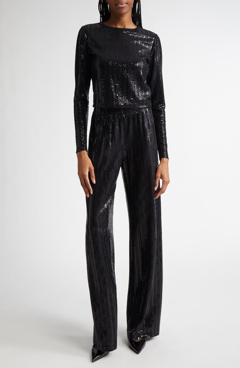 Alice + Olivia Delaina Sequin Embellished Crop Top, Alternate, color, 