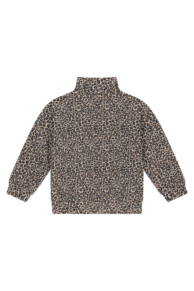 Leopard Quarter Zip Sweatshirt, Alternate, color, Beige