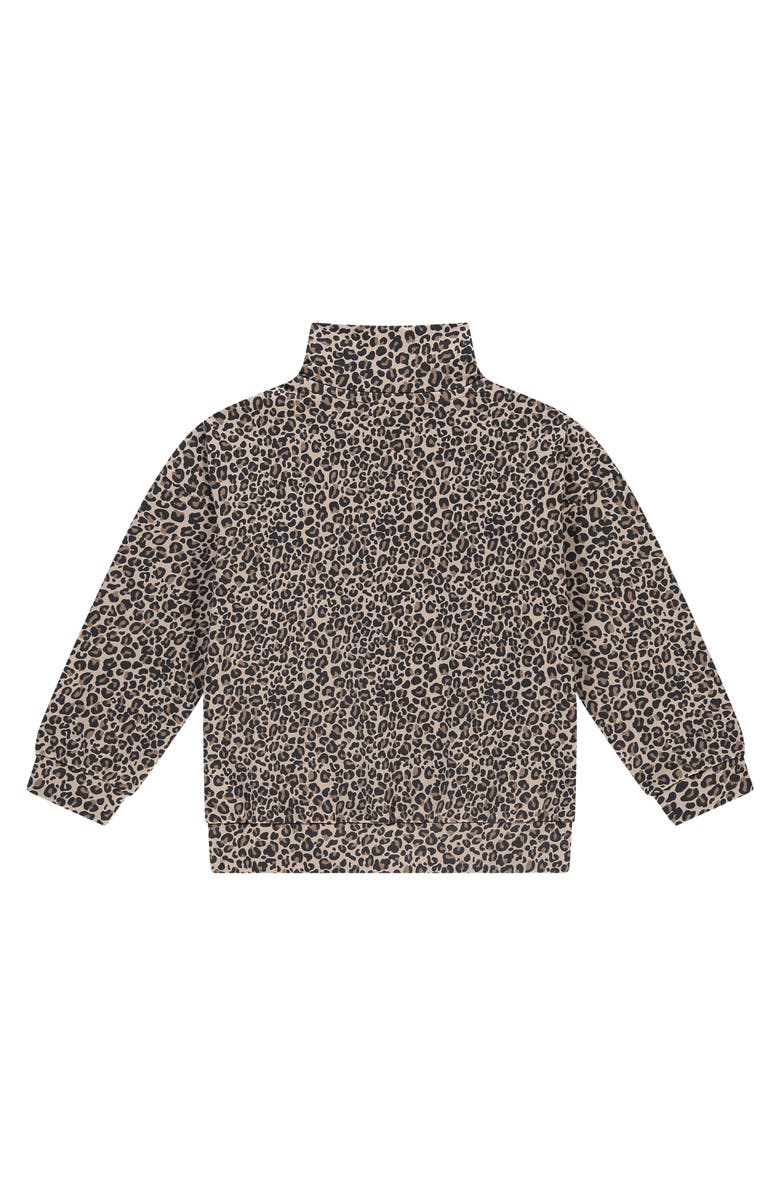 Stains and Stories by Babyface Leopard Quarter Zip Sweatshirt, Alternate, color, Beige