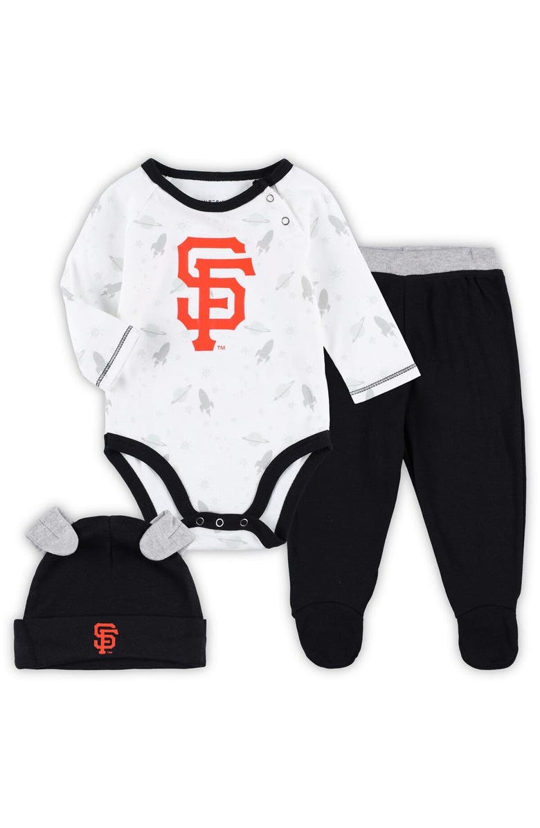 Outerstuff Newborn & Infant Black/White San Francisco Giants Dream Team Bodysuit Hat & Footed Pants Set, Main, color, 