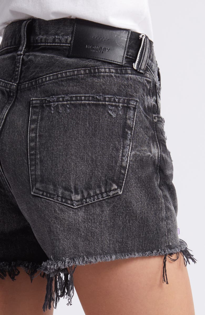 MOUSSY VINTAGE MV Aristide Distressed High Waist Denim Shorts, Alternate, color, Black