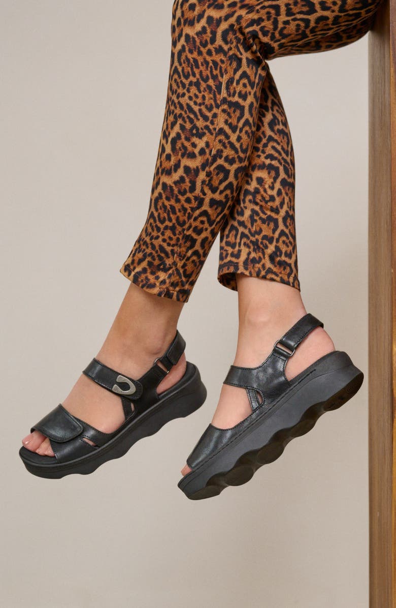 Wolky Medusa Sandal, Alternate, color, Black Reflex Leather