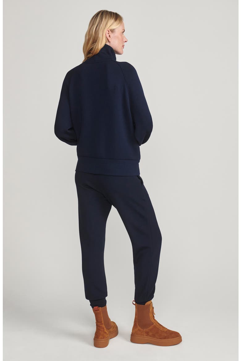 Tyde Mixed Media Zip Front Sweatshirt, Alternate, color, NAVY