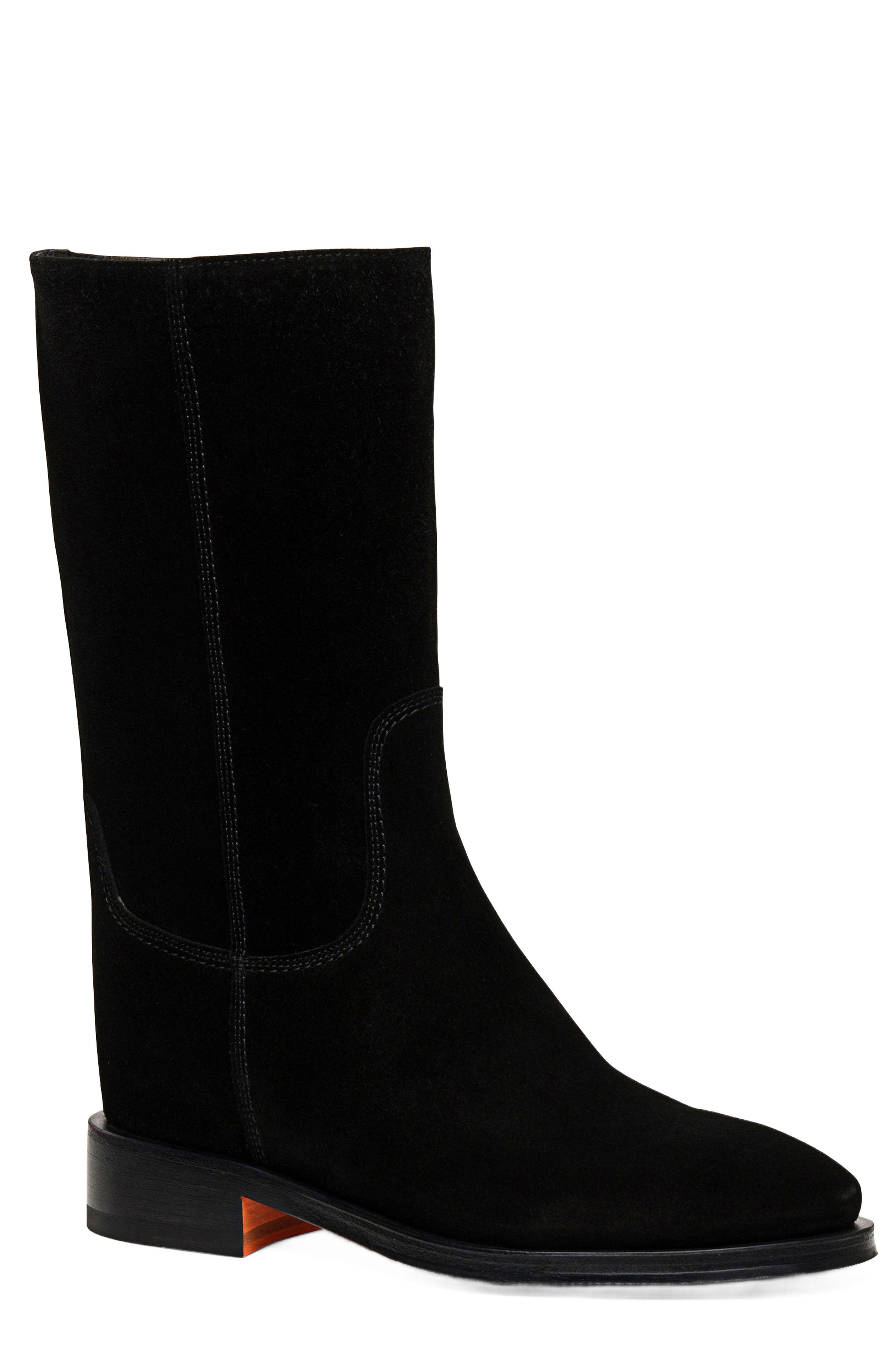 Santoni Suede boot, Alternate, color, Black
