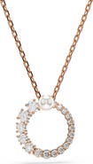 Swarovski Matrix Faux Pearl & Zirconia Open Circle Pendant Necklace