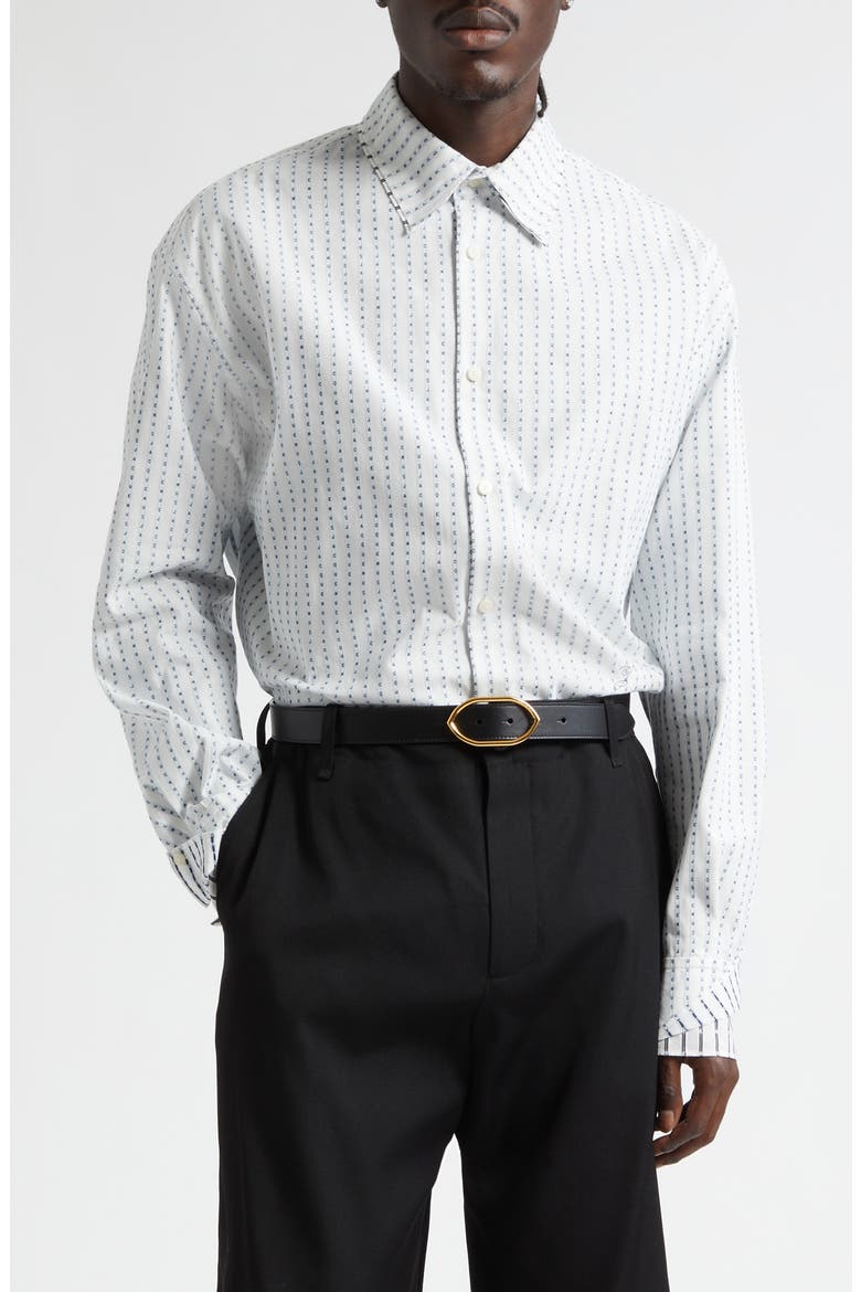 La Chemise Letro Logo Stripe Jacquard Button-Up Shirt, Main, color, JACQUARD LOGO STRIPES TYP
