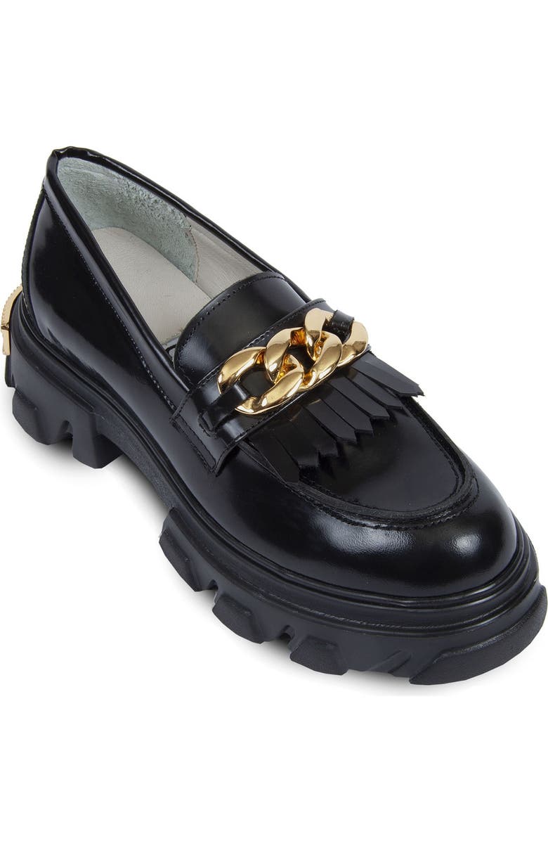 URBNKICKS Gold Chain Leather Loafer, Main, color,