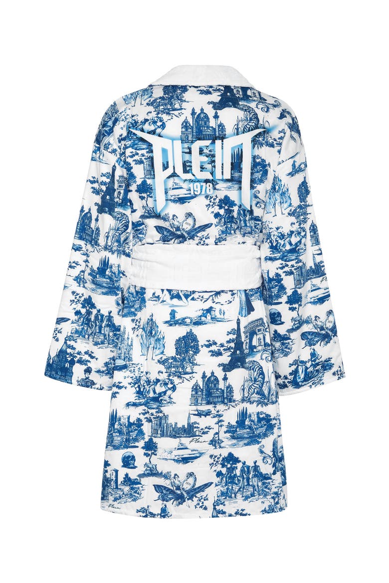 Bathrobe En Plein Air Unisex, Alternate, color, white/darkblue