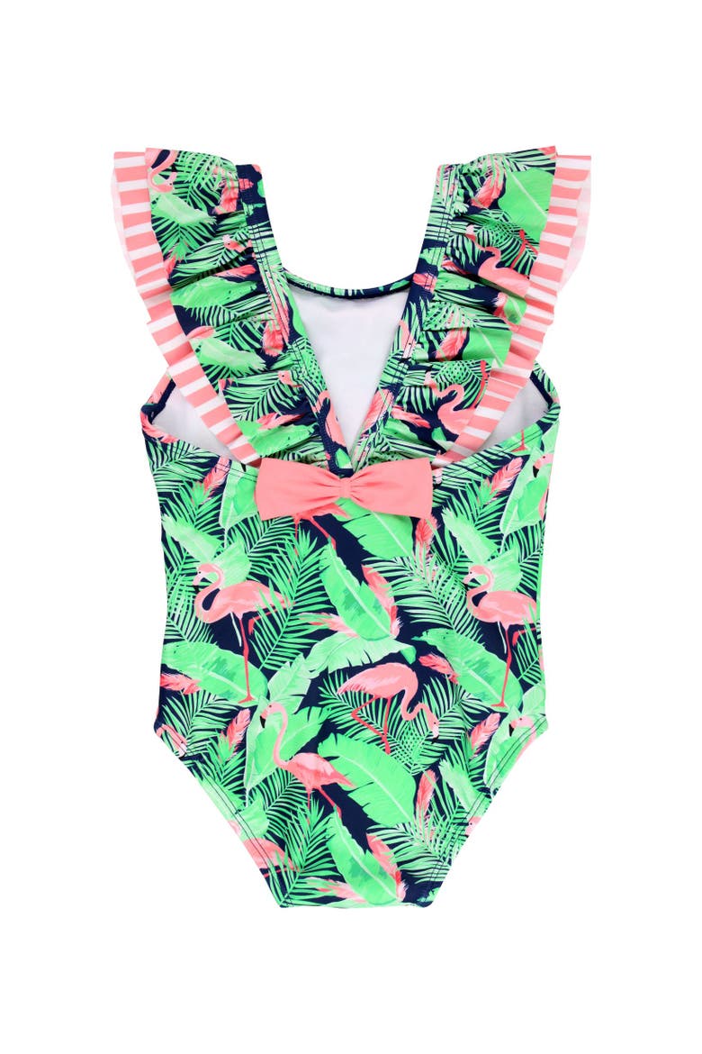 Girls V-back Upf50+ One Piece, Alternate, color, Flamingo Frenzy
