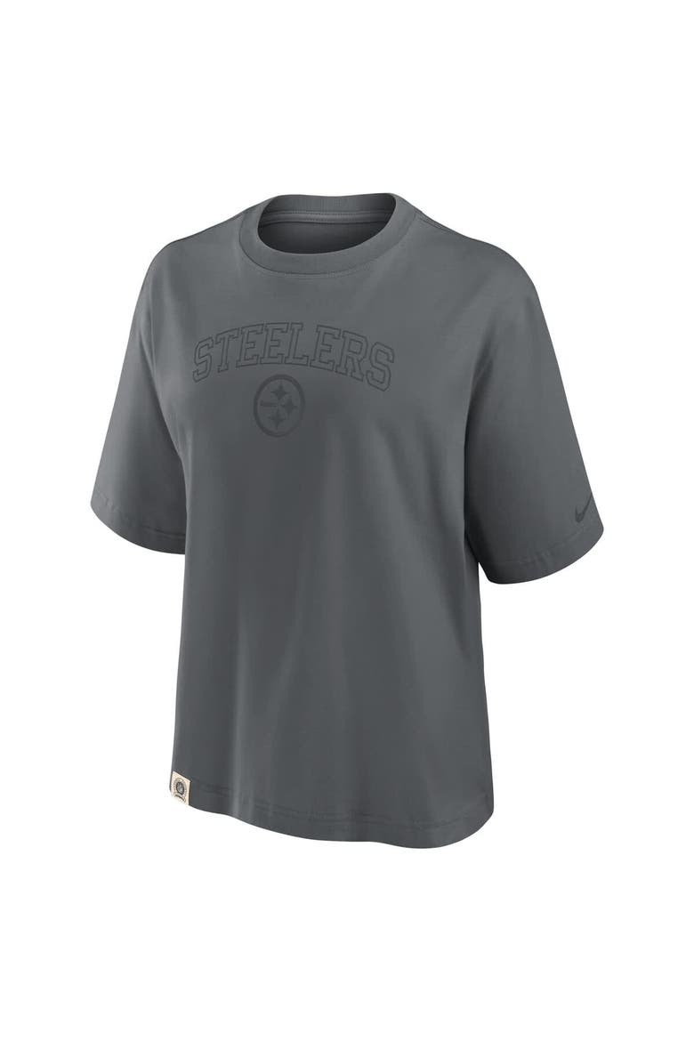 Women's Nike Charcoal Pittsburgh Steelers Glory Arch Boxy T-Shirt, Alternate, color, Charcoal