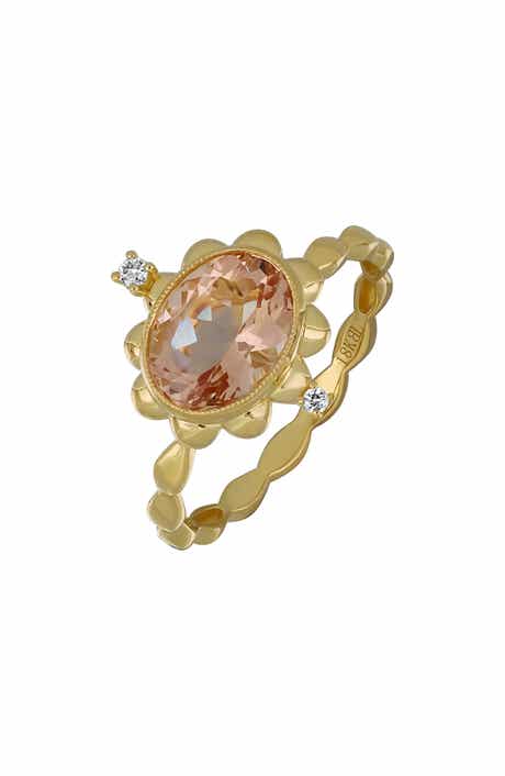 Bony Levy 18K Gold Morganite & Diamond Beaded Ring
