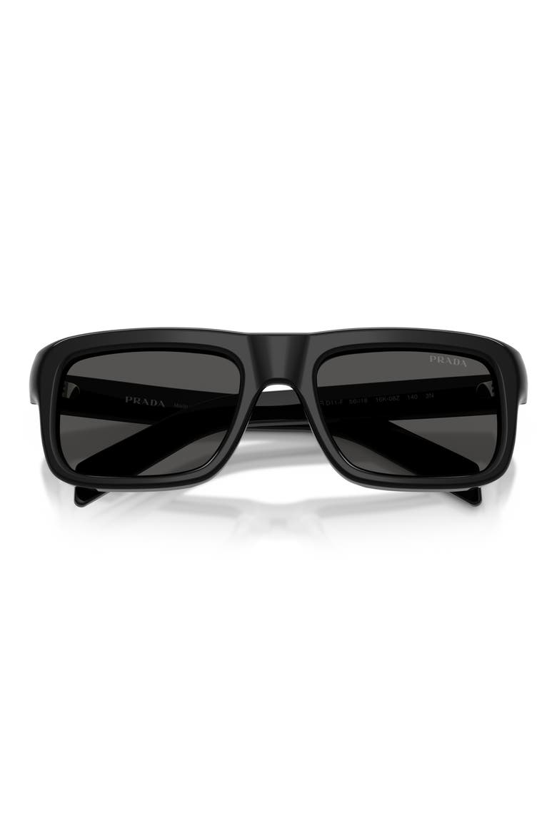 56mm Rectangular Sunglasses, Alternate, color, BLACK / DARK GREY