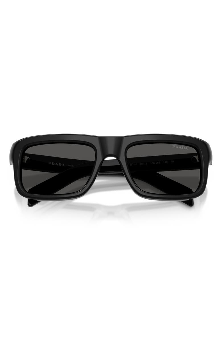 Prada 56mm Rectangular Sunglasses, Alternate, color, Black / Dark Grey