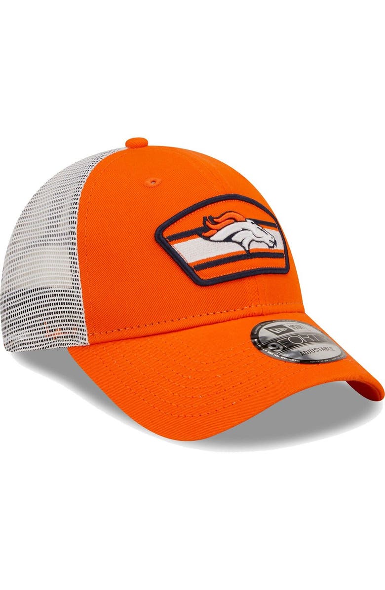 New Era Men's New Era Orange/White Denver Broncos Logo Patch Trucker 9FORTY Snapback Hat, Alternate, color, 