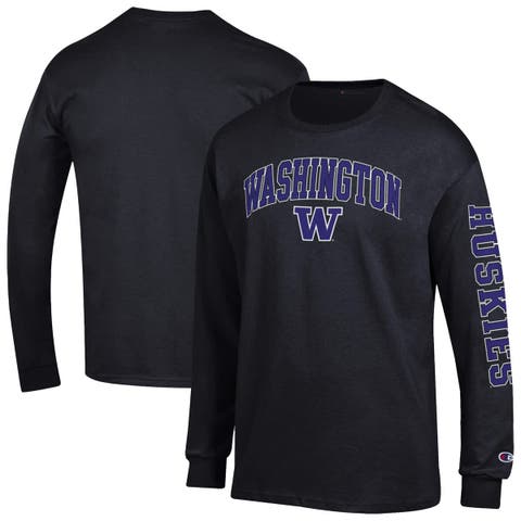 Men's Champion  Black Washington Huskies Arch Over Logo 2-Hit Long Sleeve T-Shirt