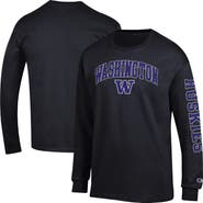 Champion Men's Champion Black Washington Huskies Arch Over Logo 2-Hit Long Sleeve T-Shirt