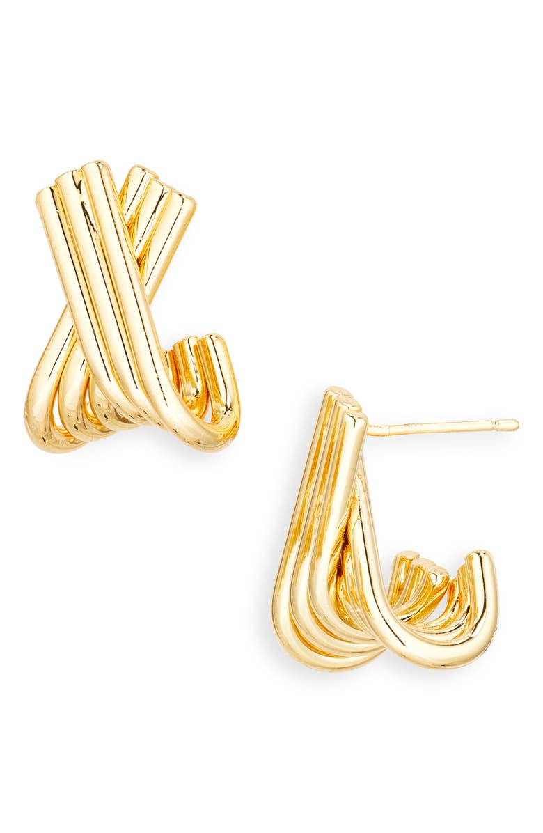 NORDSTROM RACK Ridged X Hoop Earrings, Main, color, Gold