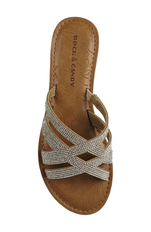 Shop Rock & Candy Rock And Candy Rhinestone Crisscross Slide Sandal In Beige Rhinestone