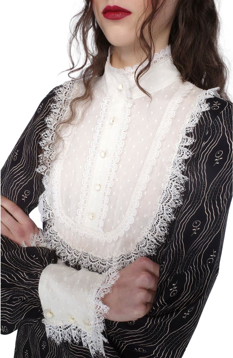 Anna Sui Berry Crepe Victorian Bib Dress, Alternate, color, 