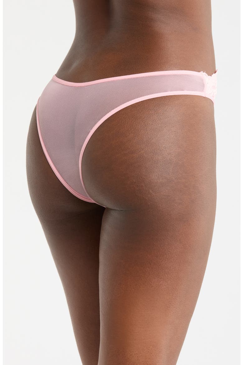 Floral Lace Thong, Alternate, color, PETAL PINK