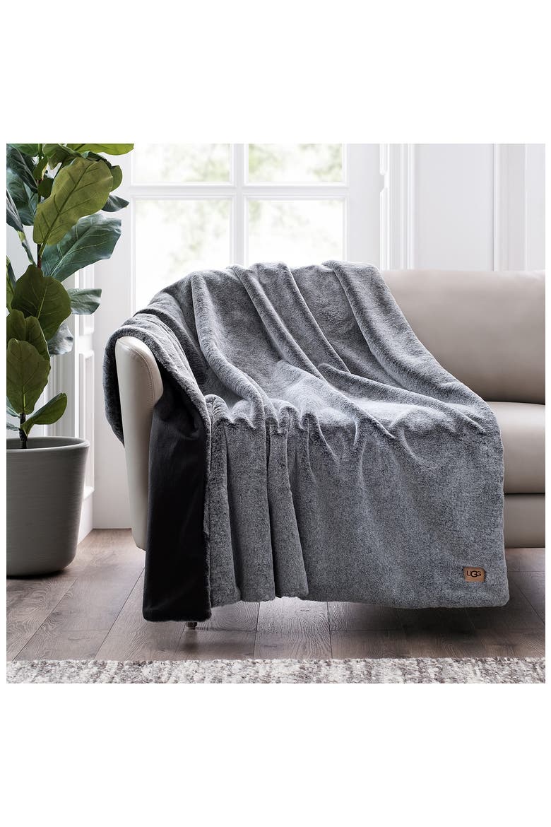 Althaea Faux Fur Throw Blanket, Alternate, color, BLACK TIPPED