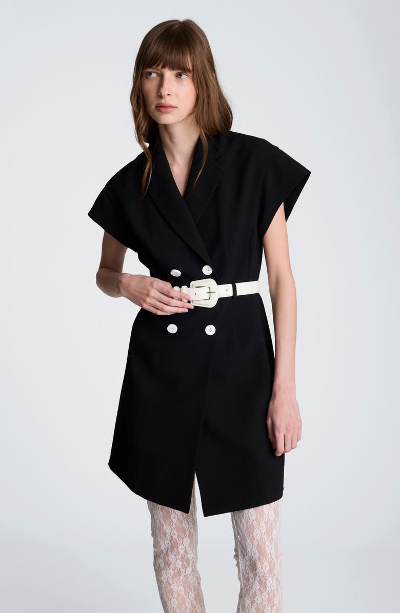 Kenneth Cole Trench Minidress, Alternate, color, Black/Natural White