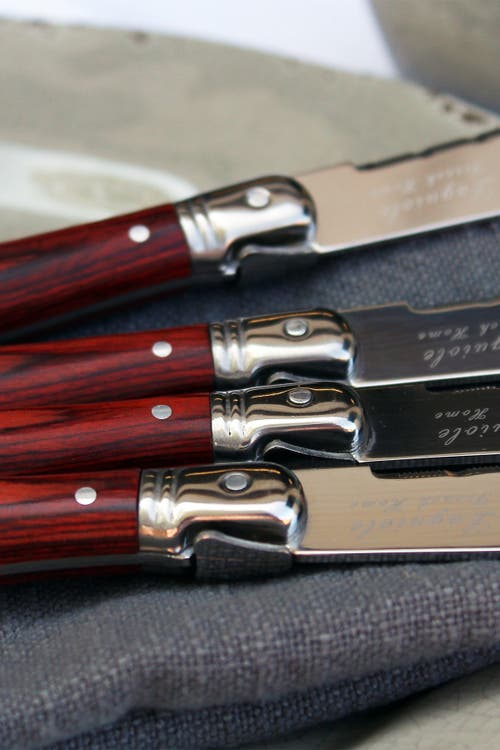French Home Laguiole Pakkawood Steak Knives In Wood Grain