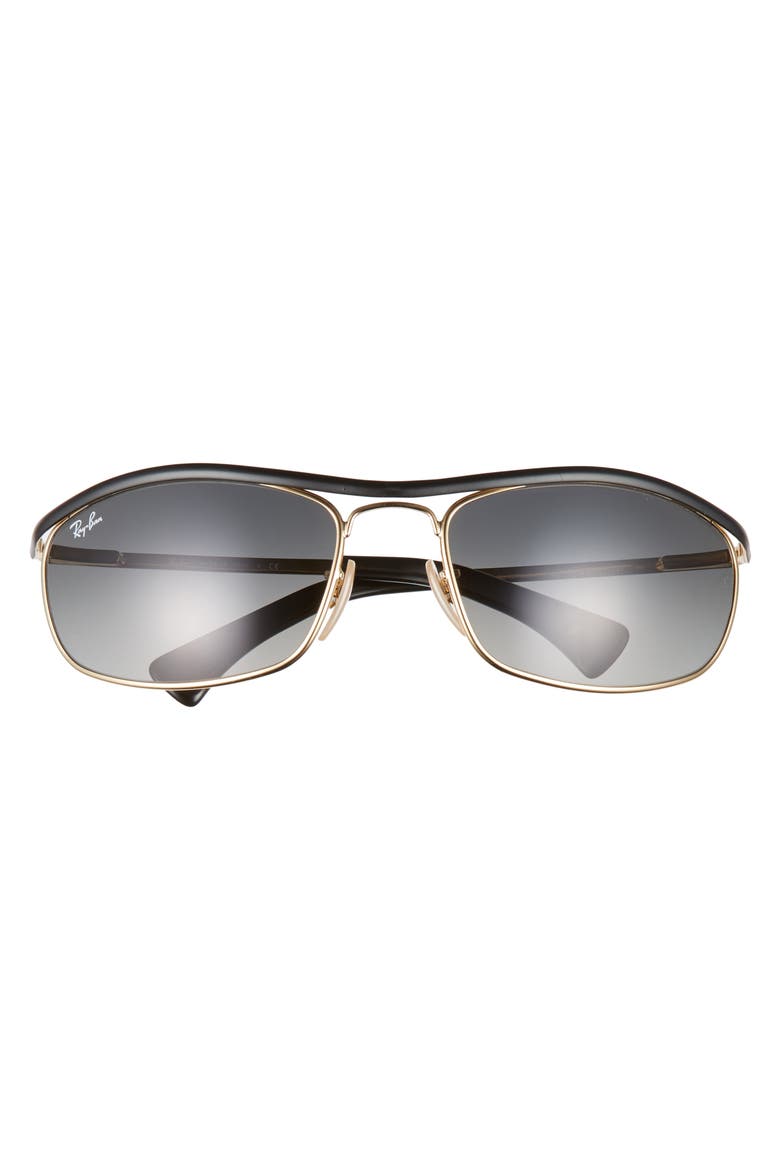 62mm Rectangle Sunglasses, Alternate, color, GOLD/ BLACK GRADIENT