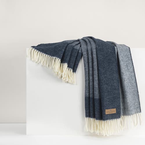 Lands Downunder Border Herringbone Throw In Navy
