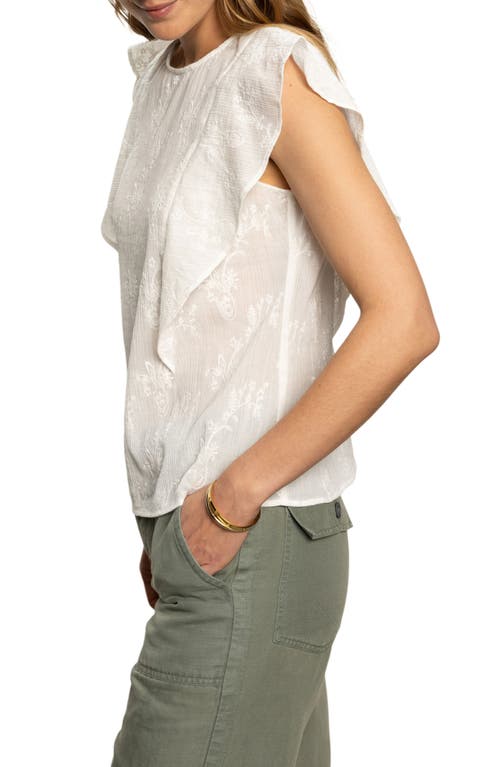 Sanctuary Smitten Ruffle Sleeve Embroidered Top In Chalk
