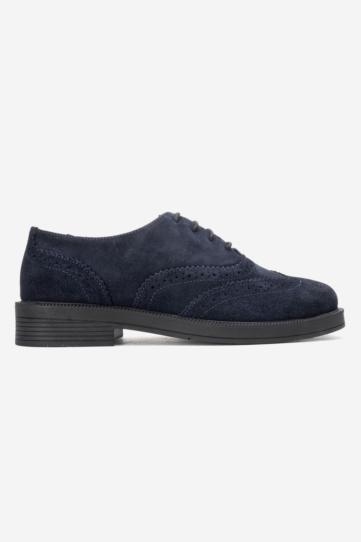 Avra Leather Oxford, Alternate, color, Navy Suede Leather