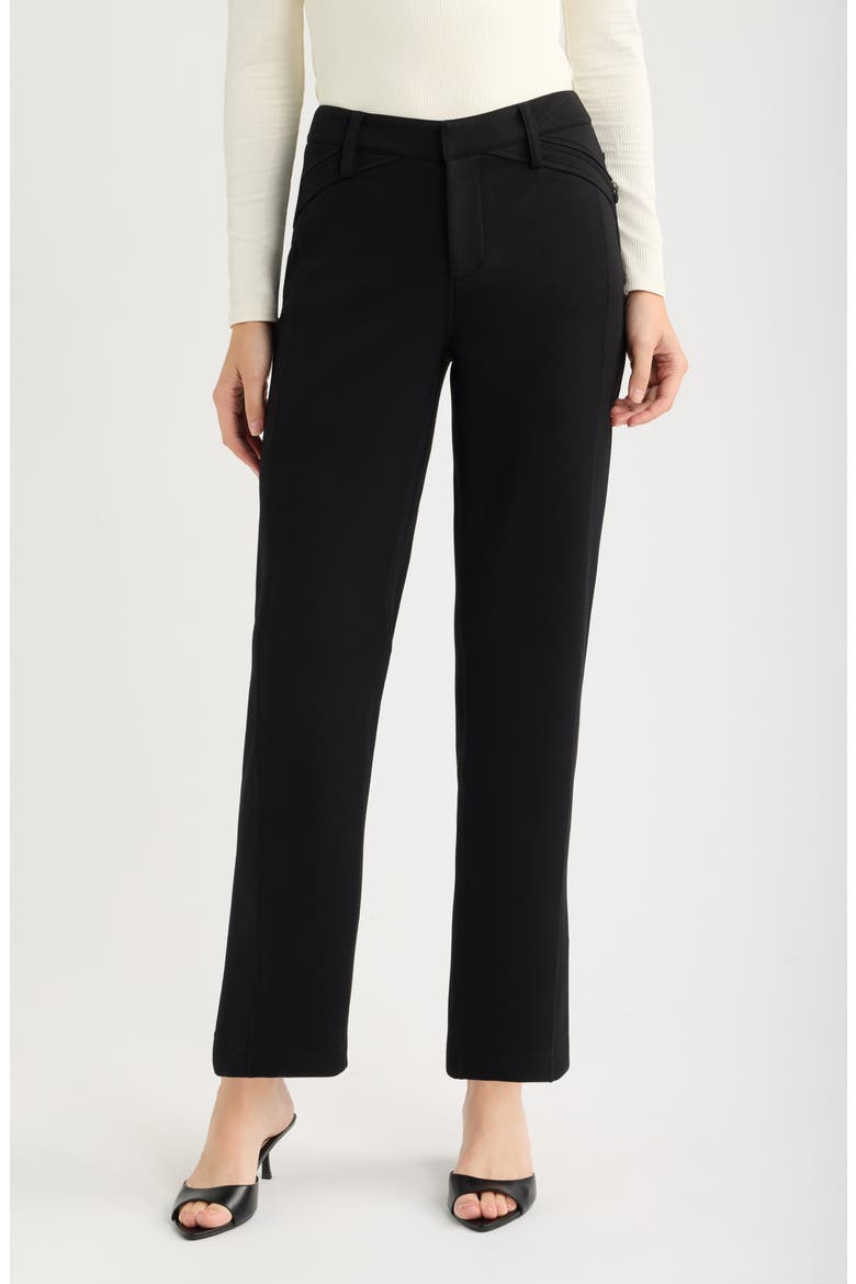 High Waist Straight Leg Pants, Main, color, BLACK