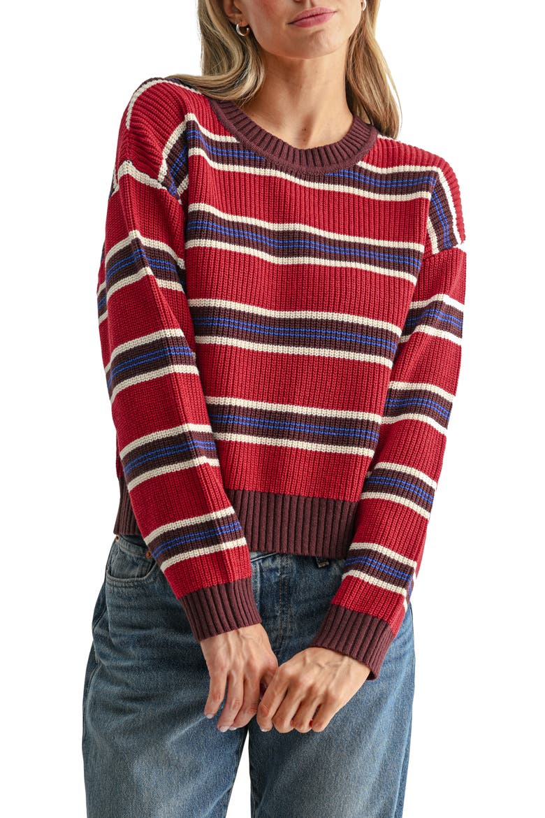 Stripe Crewneck Sweater, Main, color, RASPBERRY MULTI STRIPE