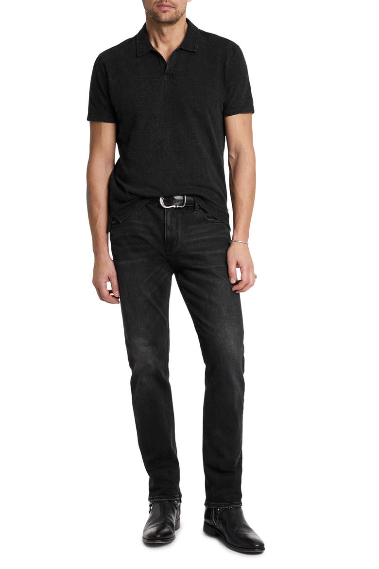 Zion Jacquard Garment Polo, Alternate, color, BLACK