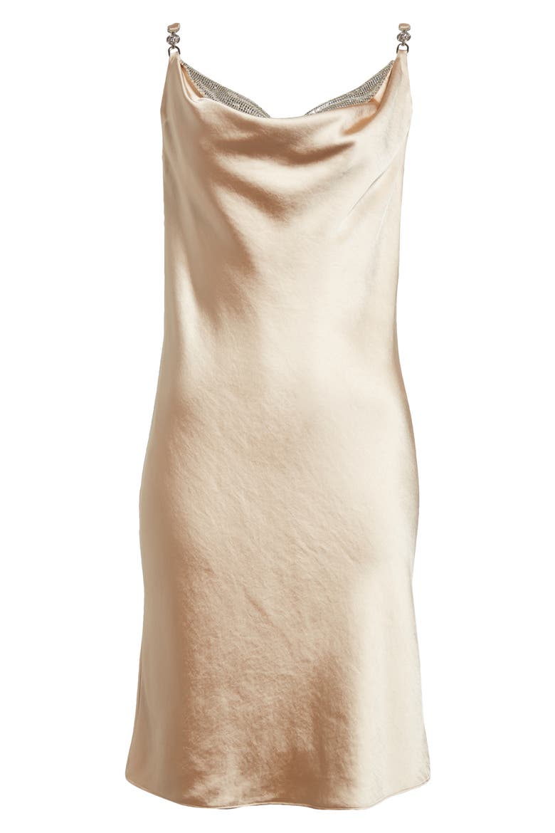 Drape Neck Satin Cocktail Dress, Alternate, color, CHAMPAGNE