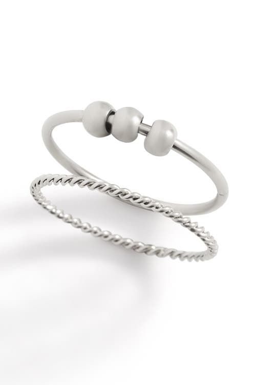 Mint & Lily Dainty Stackable Beaded Fidget Set Ring In Silver