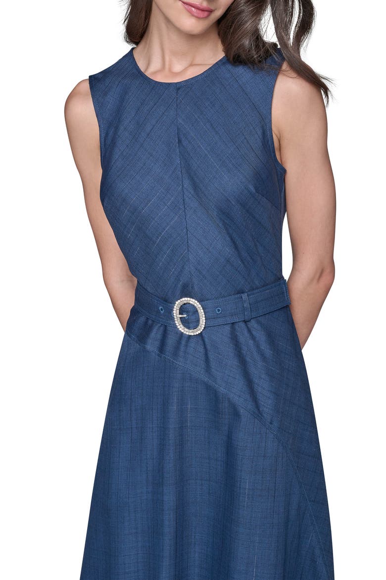 Metallic Pinstripe Midi Dress, Alternate, color, DENIM BLUE MULTI