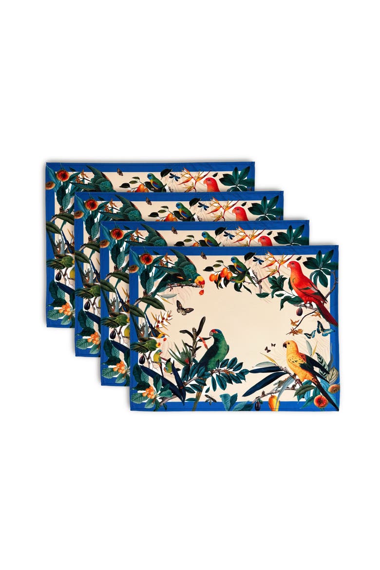 Set Of 4 Placemats, Main, color, Colombian Parrots Blue