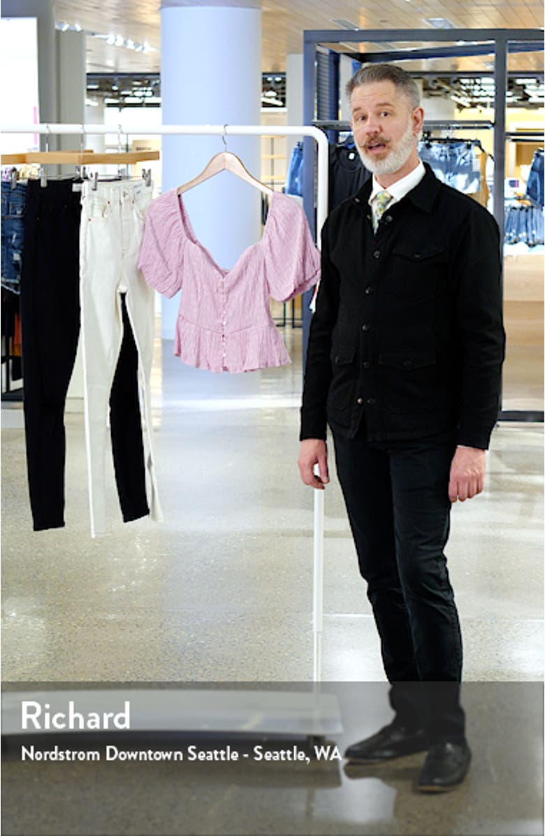 Puff Sleeve Button Front Smocked Top, sales video thumbnail