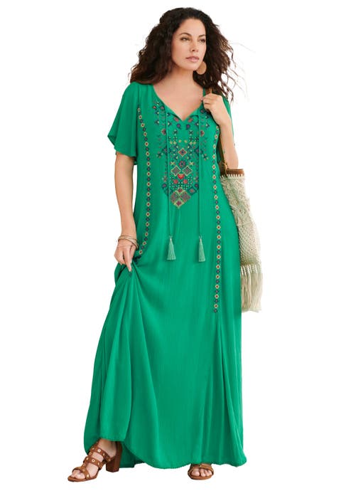 Plus Size Flutter Sleeve Hand Crinkled Maxi Dress Curvy A Line