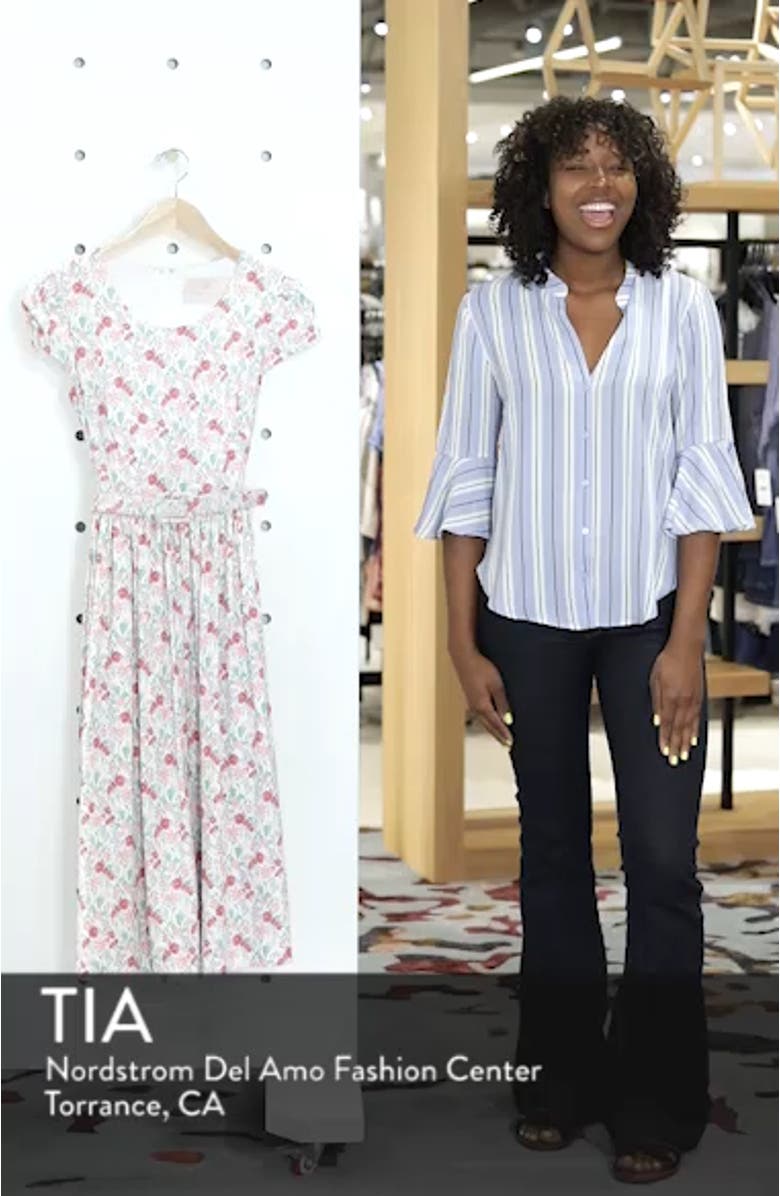 Packed Bouquet Print Stretch Cotton Dress, sales video thumbnail